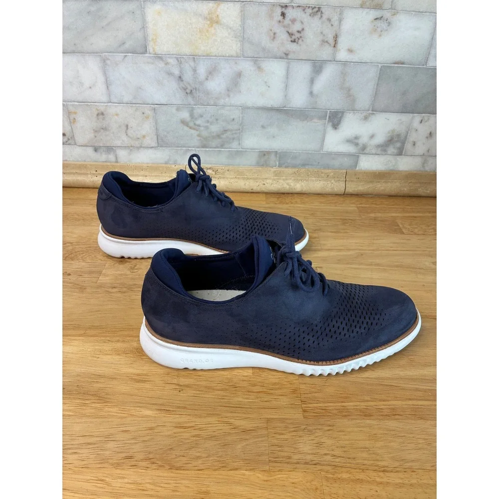 Cole Haan‎ 2.0 ZeroGrand Laser Wing Oxford Mens 10.5 Blue Nubuck Dress Sneakers